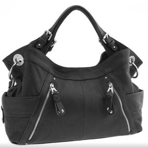 B. Makowsky bohemian hobo Black Shoulder Bag